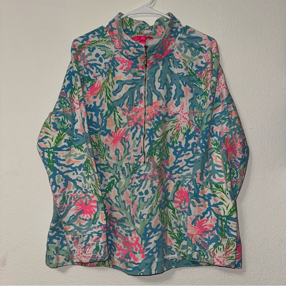 Lilly Pulitzer Vibrant Coral Reef Quarter Zip